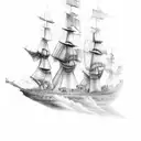 Hell, with burning ships, heaven tattoo design idea