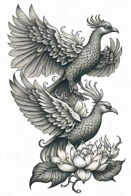 lotus blooming phoenix rising Phoenix bird tattoo design idea