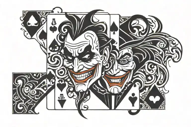 joker playing card tattoo design idea