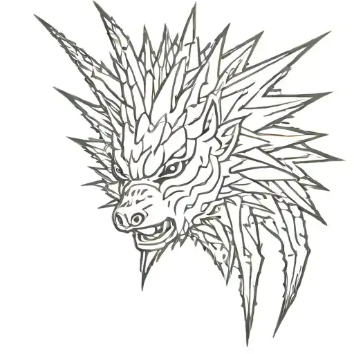dark spiky stencil outline tattoo design idea