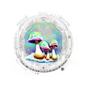 psychedelic mushrooms sprouting around a portal tattoo design idea