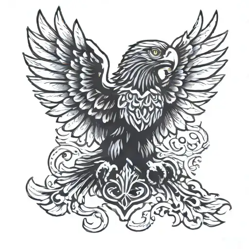 double headed black eagle tattoo design idea