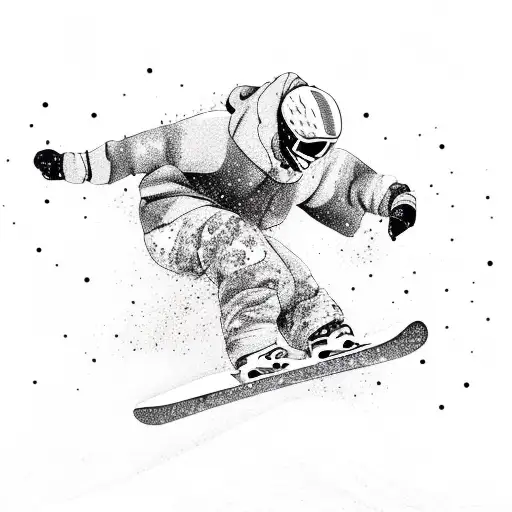 Snowboarder rolls down the mountain tattoo design idea