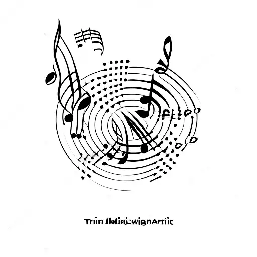 A minimalist tattoo of a music note formed by travel landmarks tattoo design idea