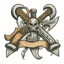 battle axe and pistol crossed  tattoo design idea