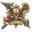 battle axe and pistol crossed  tattoo design idea