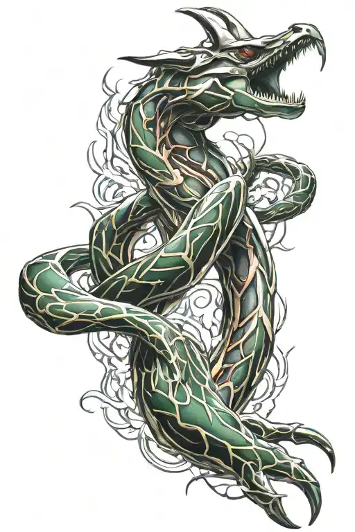 shiny black rayquaza tattoo design idea