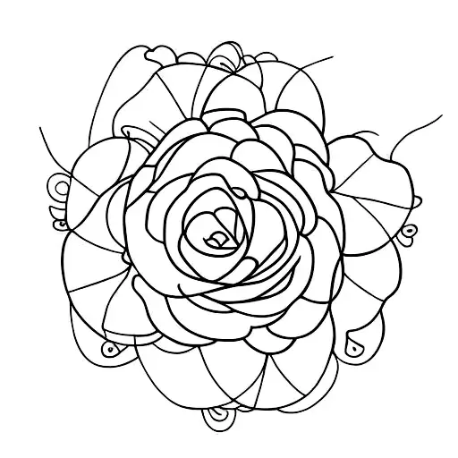 flor minimalista que se complete com ramos de folhas tattoo design idea