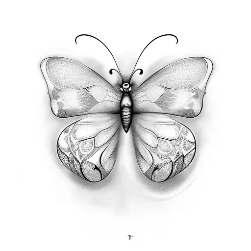 Butterfly with the letters D O E M in each wing tattoo design idea