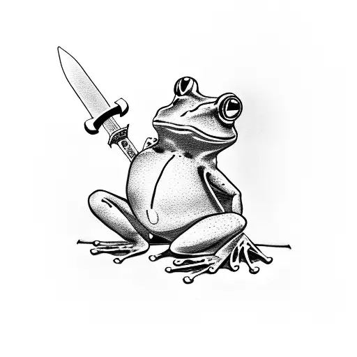 frog with a sword tattoo design idea