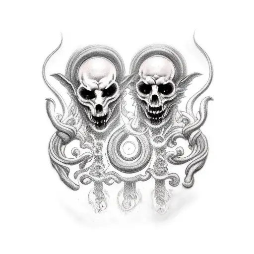 Hades and Cerberus in the underworld  tattoo design idea