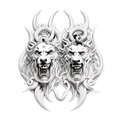 Hades and Cerberus in the underworld  tattoo design idea