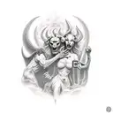 Hades and Cerberus in the underworld  tattoo design idea