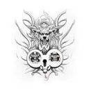 Hades and Cerberus in the underworld  tattoo design idea