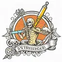 stick man holding a syringe symbolizing tattoo design idea
