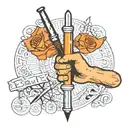 stick man holding a syringe symbolizing tattoo design idea