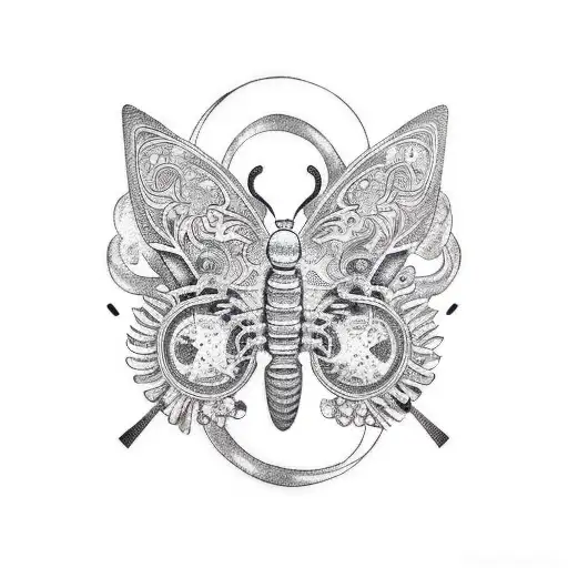 steampunk butterfly tattoo
