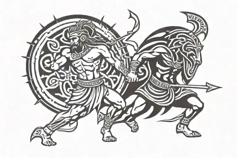 Greece god of warriors tattoo design idea