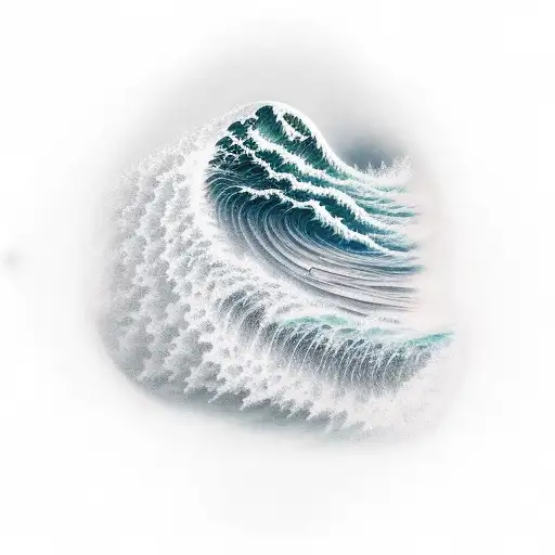 masive tidal wave in the mountins  tattoo design idea