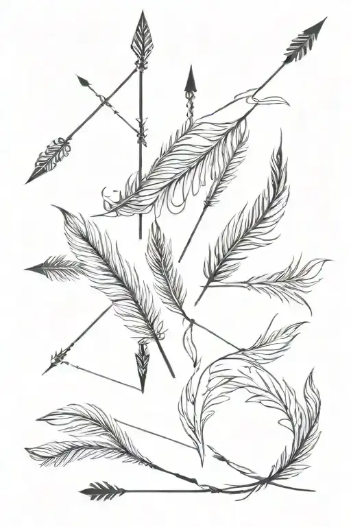 3-5 arrows with feather all different designs tattoo design idea