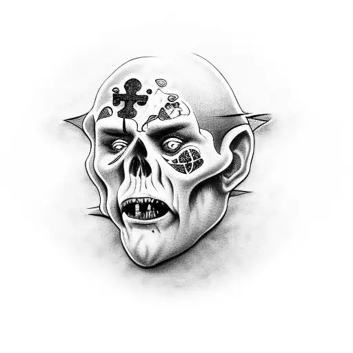 face yisus zombie dark  tattoo design idea