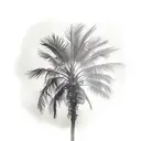 palm tree, sunset, thunder and lightning storm tattoo design idea