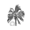 palm tree, sunset, thunder and lightning storm tattoo design idea