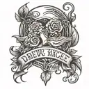 a tattoo incorporating the name Drew and Kaycee Johnson.  tattoo design idea