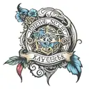 a tattoo incorporating the name Drew and Kaycee Johnson.  tattoo design idea