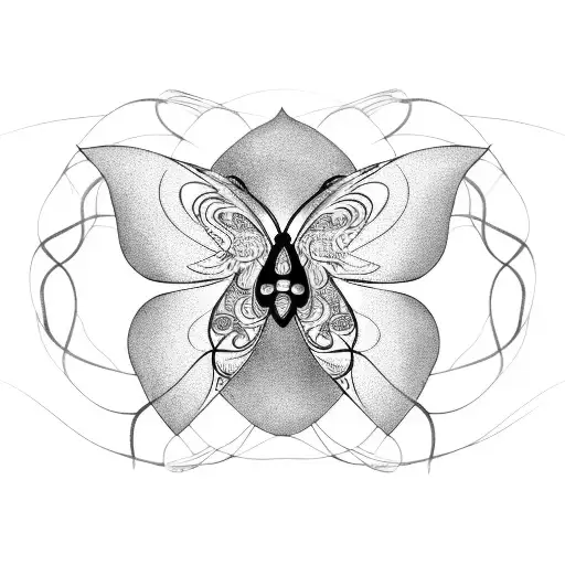 A beautiful design of a butterfly emerging from a cocoon made of breast cancer ribbons, representing the client's transformation and resilience as a survivor. tattoo design idea