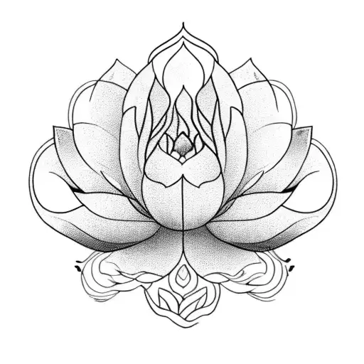 A delicate lotus flower blooming from a broken breast cancer ribbon, symbolizing resilience and hope. tattoo design idea