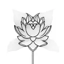 A delicate lotus flower blooming from a broken breast cancer ribbon, symbolizing resilience and hope. tattoo design idea