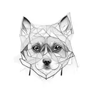 A creative design combining the silhouettes of a dog and a cat, symbolizing the couple's love for both animals and their harmonious relationship tattoo design idea