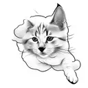 A creative design combining the silhouettes of a dog and a cat, symbolizing the couple's love for both animals and their harmonious relationship tattoo design idea