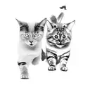 A creative design combining the silhouettes of a dog and a cat, symbolizing the couple's love for both animals and their harmonious relationship tattoo design idea