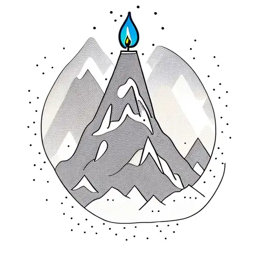 Mountain with a birthday candle in it tattoo design idea