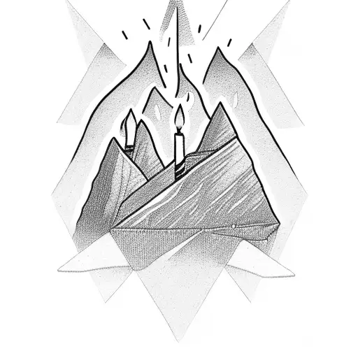 Mountain with a birthday candle in it tattoo design idea