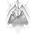 Mountain with a birthday candle in it tattoo design idea