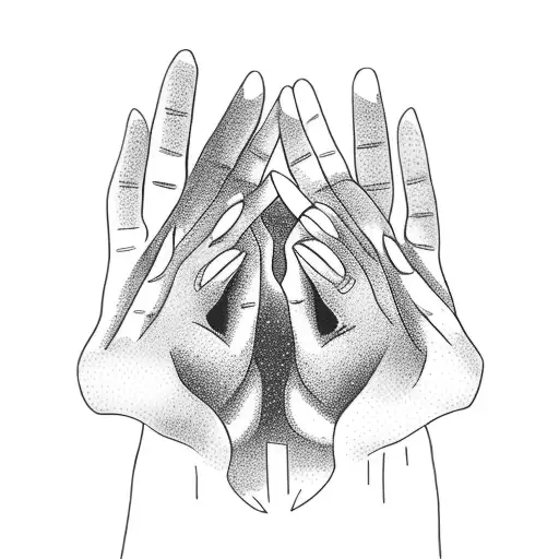 dad and 2 daughters hands on  tattoo design idea