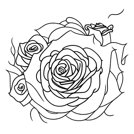 XV with roses and fire tattoo design idea