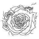 XV with roses and fire tattoo design idea