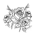 XV with roses and fire tattoo design idea