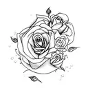 XV with roses and fire tattoo design idea