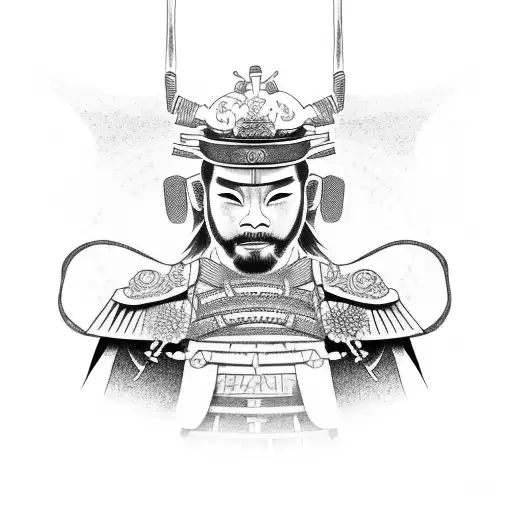 Samurai with Japanese numbers included  tattoo design idea