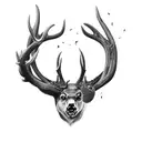 deer antlers, bear, mountains  tattoo design idea