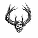 deer antlers, bear, mountains  tattoo design idea
