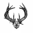 deer antlers, bear, mountains  tattoo design idea