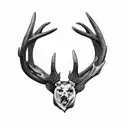 deer antlers, bear, mountains  tattoo design idea