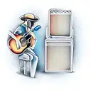blues guitar and harmonica tattoo design idea