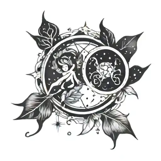 virgo and cancer constellation tattoo design idea